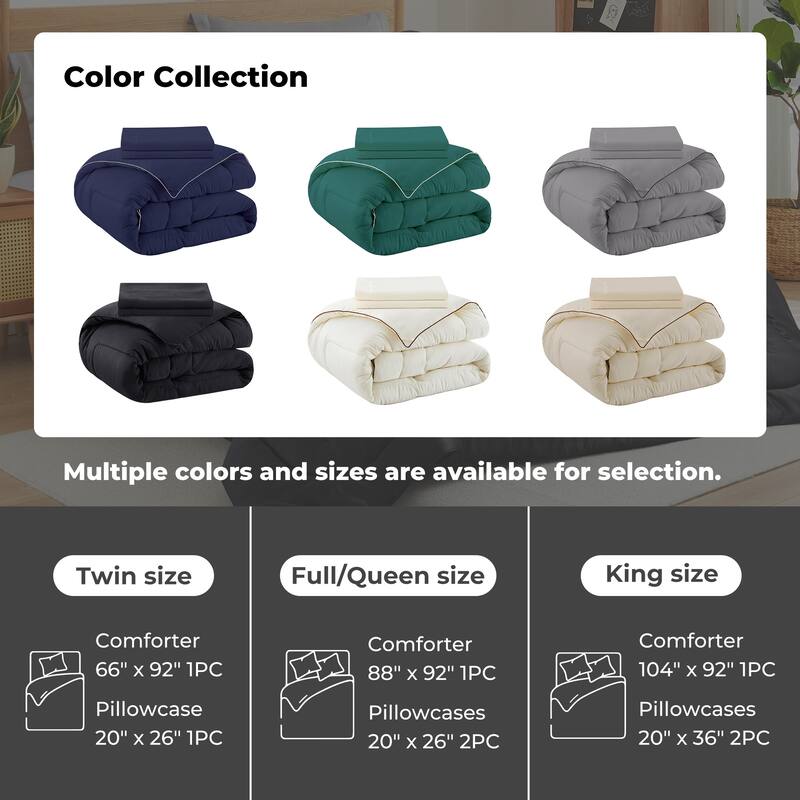 3 Piece All Season Silky Soft Satin Reversible Comforter Set