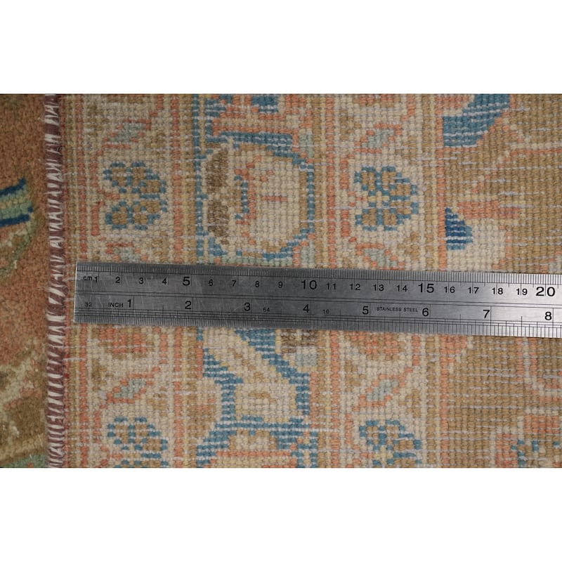 Hand Knotted Oriental 100% Wool Carpet Traditional Floral Oranges & Rust Kashan Area Rug - 13' 10'' X 9' 9''