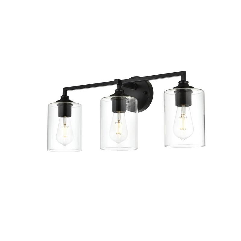 Roman 1 Light Black and Clear Bath Sconce
