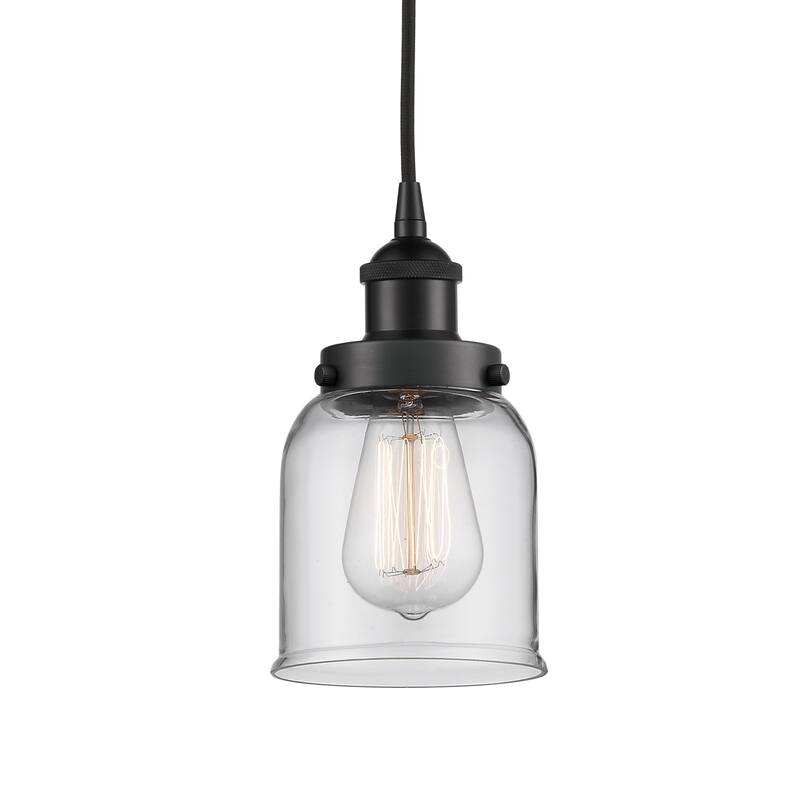 Innovations Lighting 616-1PH-10-5 Bell Pendant Bell 5" Wide Mini - Matte Black / Clear
