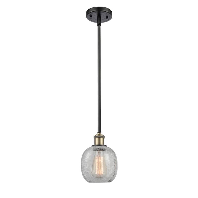 Innovations Lighting Belfast 6" Wide Mini Pendant - Black Antique Brass / Clear Crackle