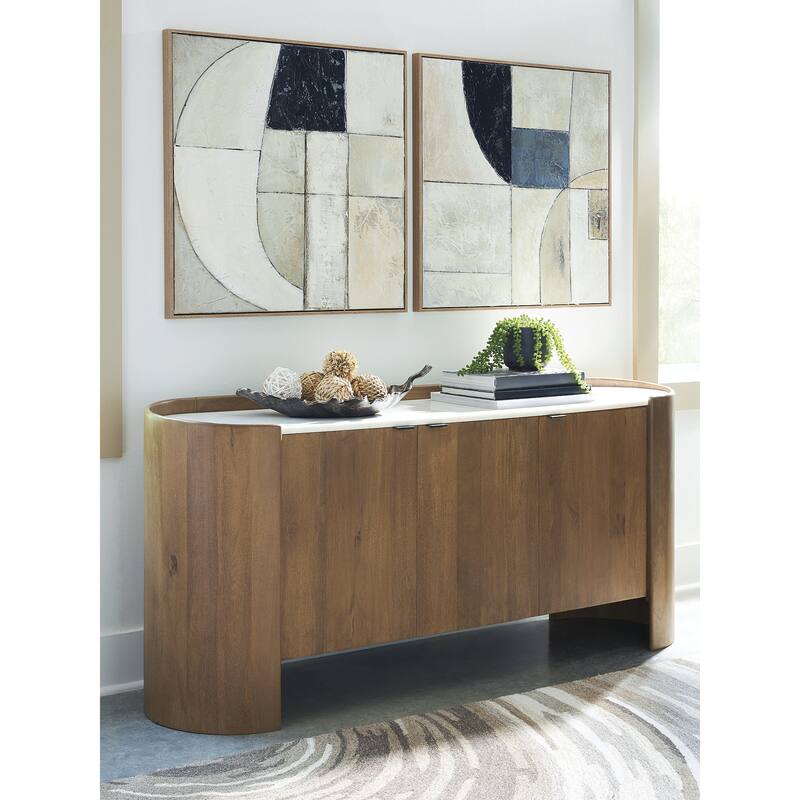 Signature Design by Ashley Fitzroy Brown/White Accent Cabinet - 66" W x 18" D x 29.5" H