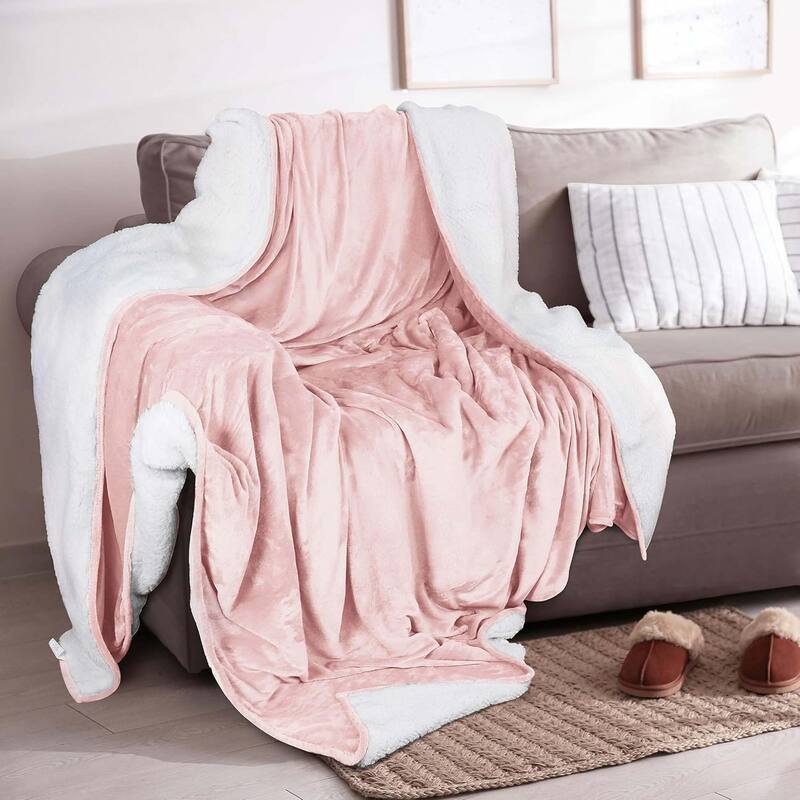 Linery & Co. Velvet Plush Reversible Sherpa Bed Blanket