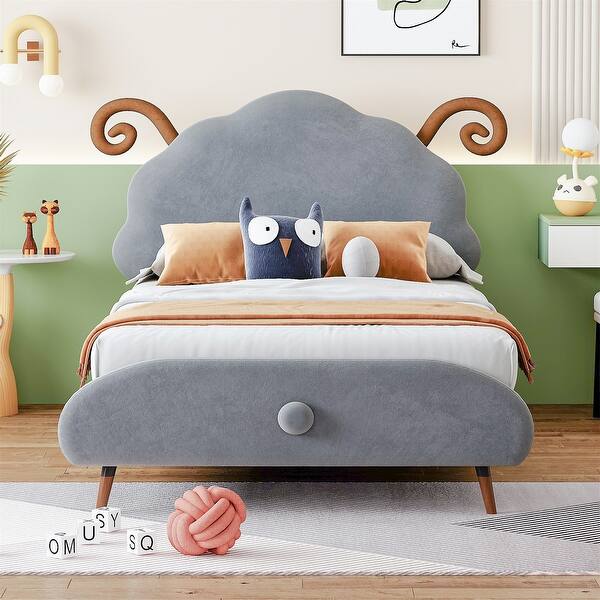 slide 2 of 12, Twin Size Upholstered Platform Bed with Headboard