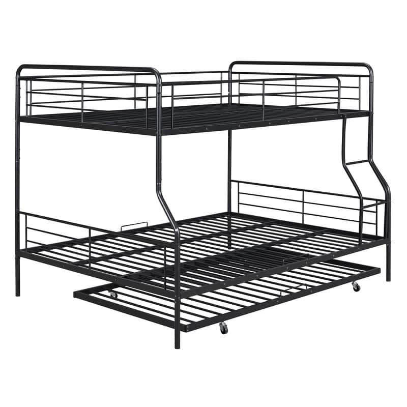 Full XL Over Queen Metal Bunk Bed with Twin Size Trundle