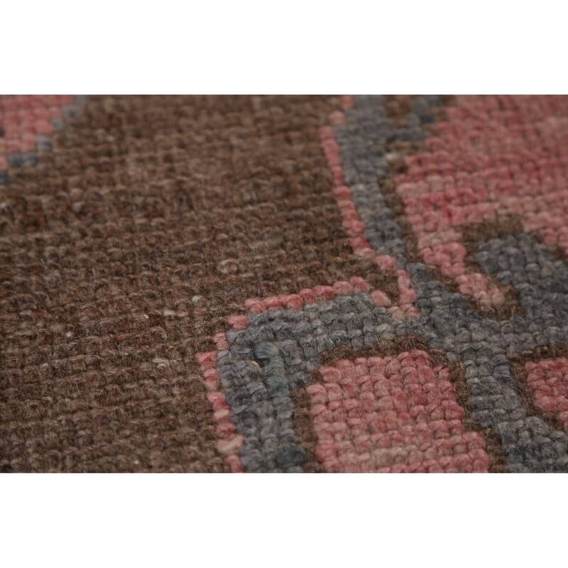 Hand Knotted Oriental 100% Wool Carpet Transitional All-Over Pink Oushak Area Rug - 16' 11'' X 6' 10''