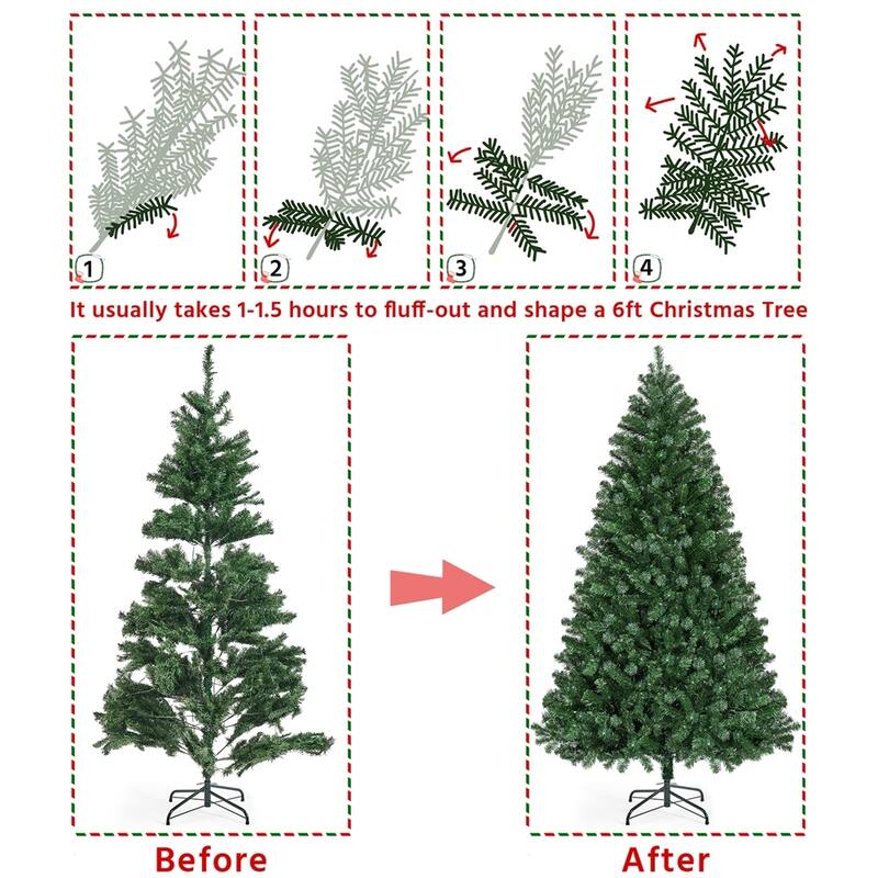 Yaheetech Pre-lit 4.5ft/6ft/7.5ft/9ft Spruce Artificial Christmas Tree with Foldable Stand, Green