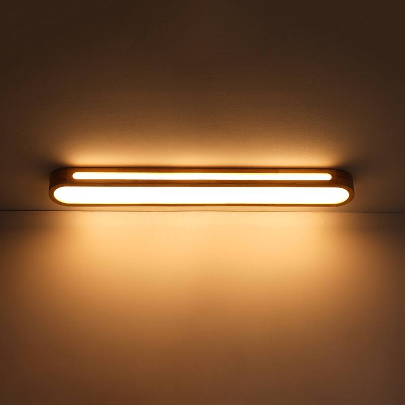 Rustic Natural Wood Dimmable LED Oval Ceiling Light 3000K - Wood Grain - 31.5 Inches