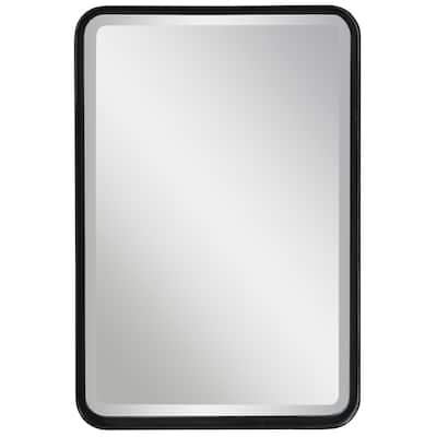 30.25" modern sleek vanity mirror with a matte black frame