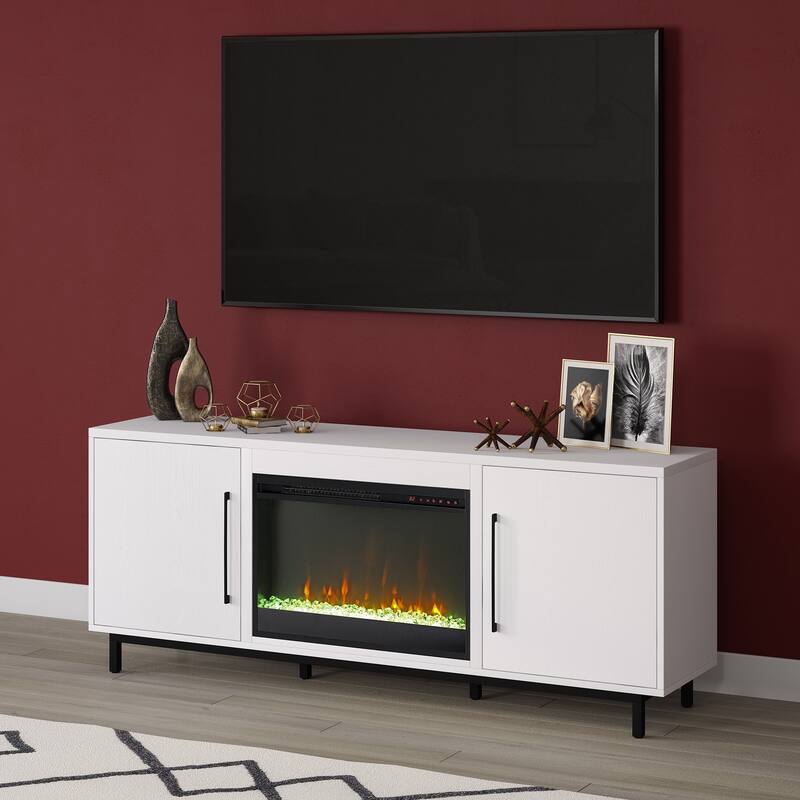 Julian Rectangular TV Stand with Crystal Fireplace for TV's up to 75"