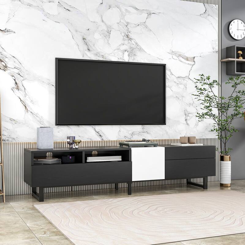 Chichoice Modern TV Stand for 80'' TVs with Double Storage Space, Media Console Table Entertainment Center for Living Rooms