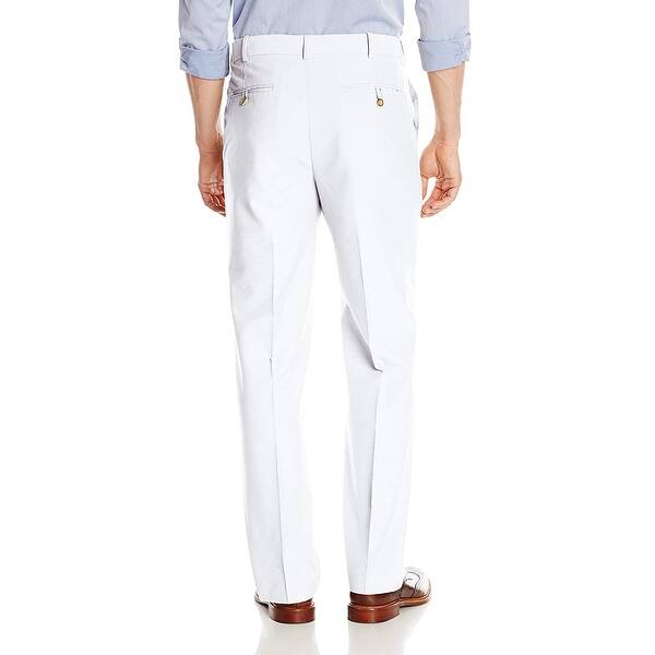 Shop Savane Men S Flat Front Textured Linen Pants Bright White