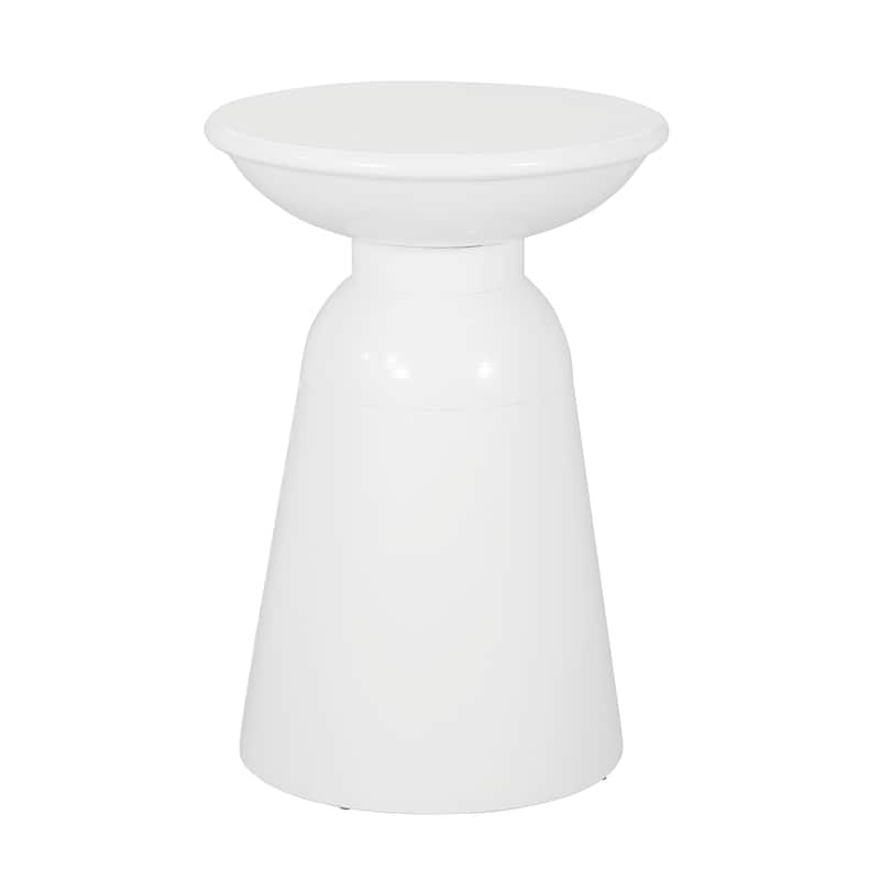 Roomfitters Outdoor Metal Side Table with Sculptural Flared Base, Weather-Resistant Accent Furniture