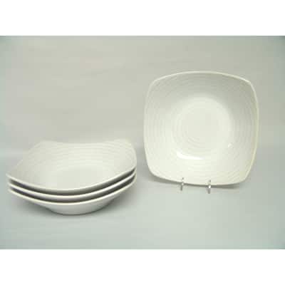 Red Vanilla White Rice Bowls Set / 4