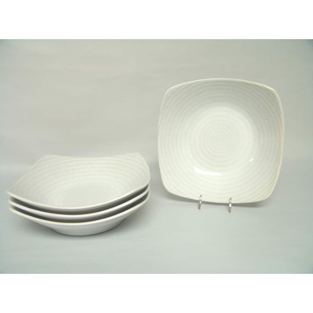 Red Vanilla White Rice Bowls Set / 4