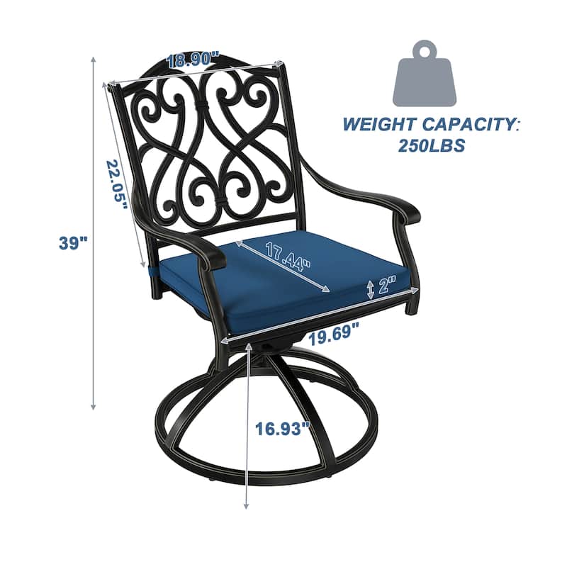 Cast Aluminum Outdoor Stool with Cushion (Set of 2)