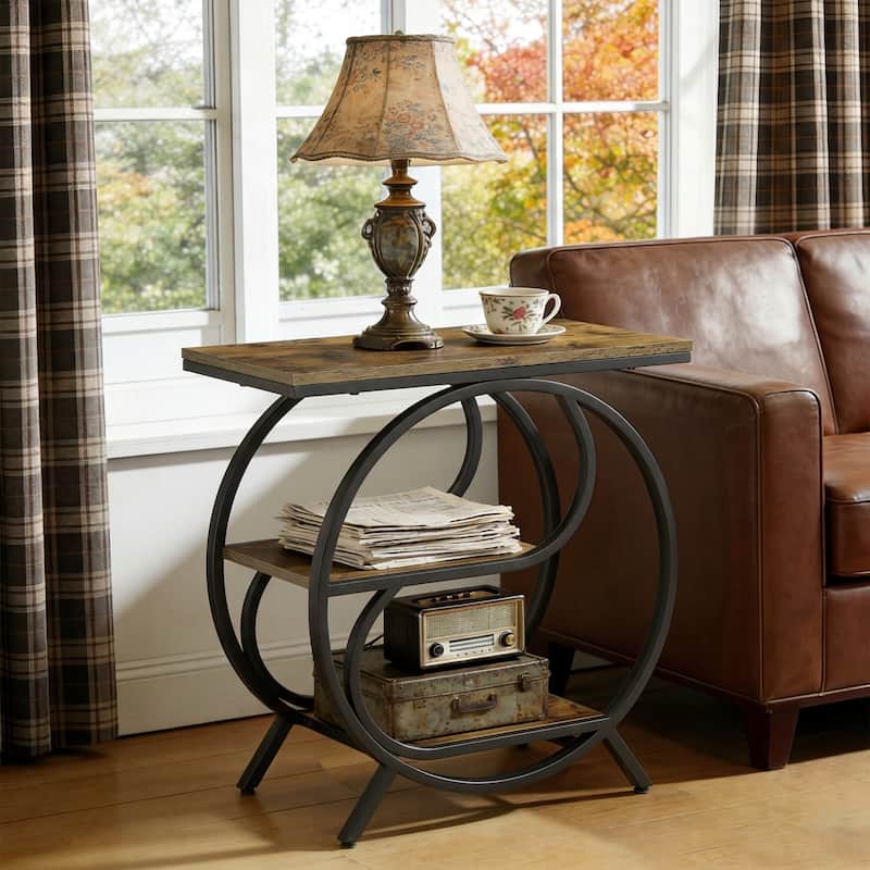 3-Tier Industrial End Table for Living Room - 1-Piece