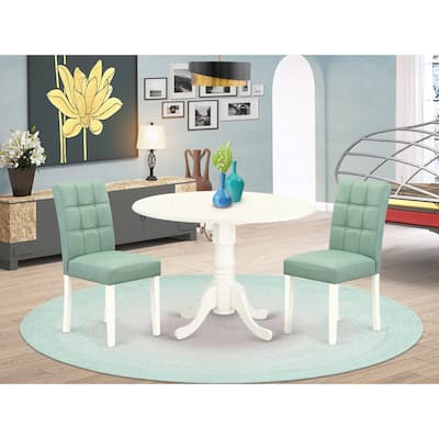 East West Furniture Dining Table Set Contains a Round Kitchen Table and Chairs, Linen White (Pieces Options)