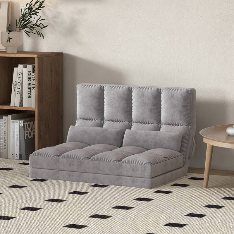 Dark Gray 40.25" Folding Loveseat Chaise Lounge Chair