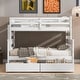 preview thumbnail 11 of 68, Wooden Bunk Bed with Ladder & Guardrails, Solid Wood Low Bunkbeds, can be Convertible into 2 Platform Bedframe