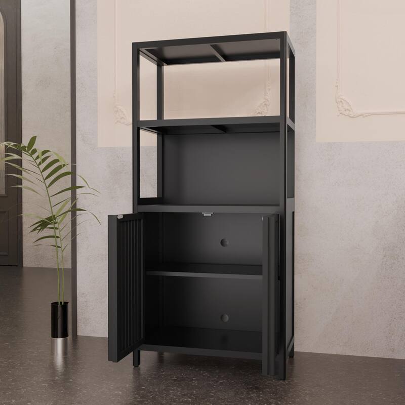 Versatile Bamboo Storage Solution: 2-Door Floor Cabinet for Bathroom, Kitchen & Entryway‌