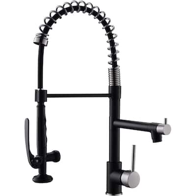 Commercial Kitchen Faucet Pull Down Sprayer Black and Nickel,Single Handle Kitchen Sink Faucet