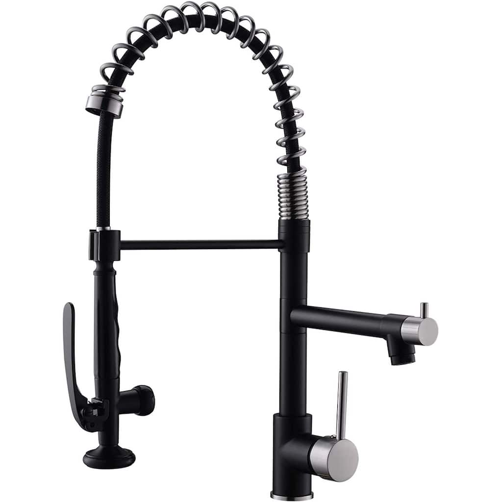 Commercial Kitchen Faucet Pull Down Sprayer Black and Nickel,Single Handle Kitchen Sink Faucet