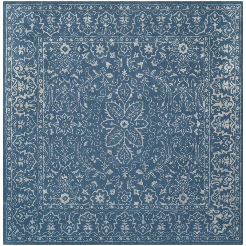 SAFAVIEH Handmade Glamour Dolors Modern Viscose Rug - 6' Square - Grey/Blue