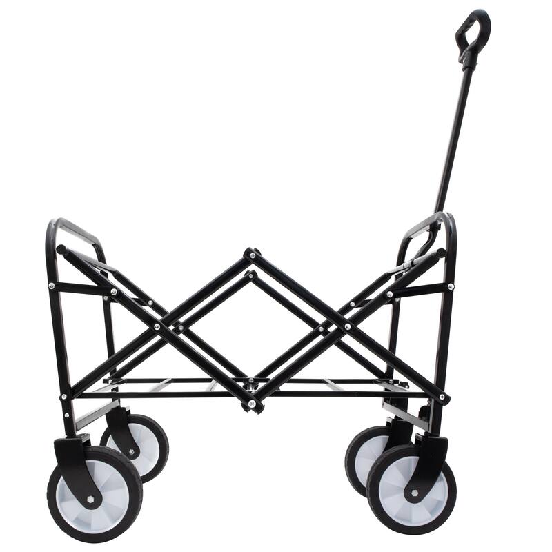 Patterned Collapsible Utility Wagon - Orange Leaf Design with Storage Straps, 225lb Capacity