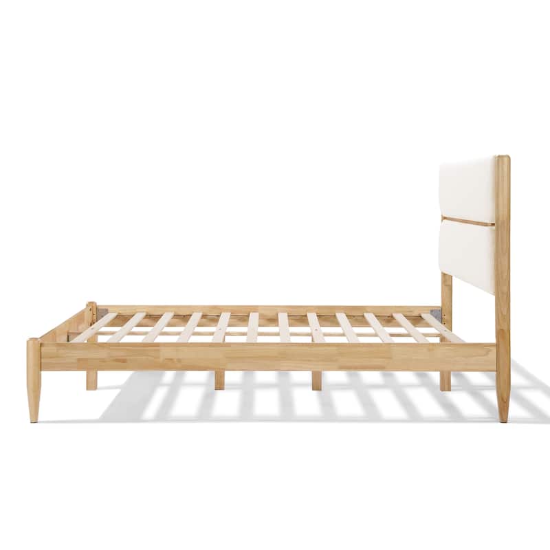 Scandinavian Platform Bed Frame with Headboard Fleece