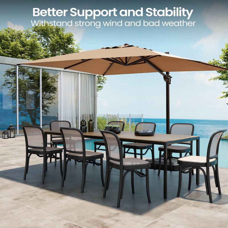 Pellebant 9 FT x 12 FT Outdoor Patio Cantilever Umbrella with Base Stand