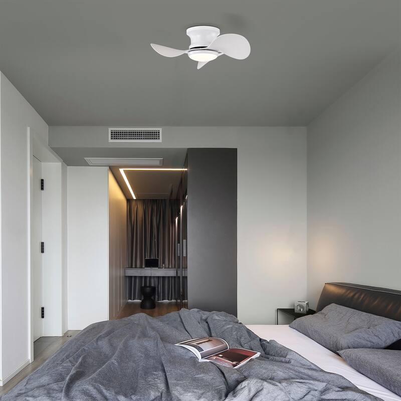 Niamh Modern Lighted Ceiling Fan Flushmounted 3-Blade LED Remote Control