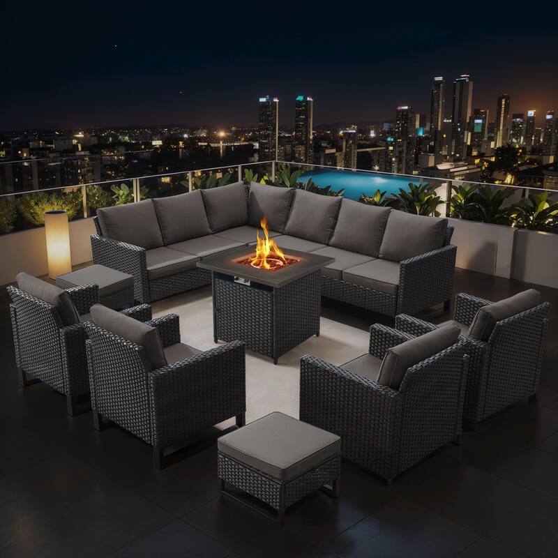 Gymojoy Outdoor Patio Sofa with Swivel Chairs Set
