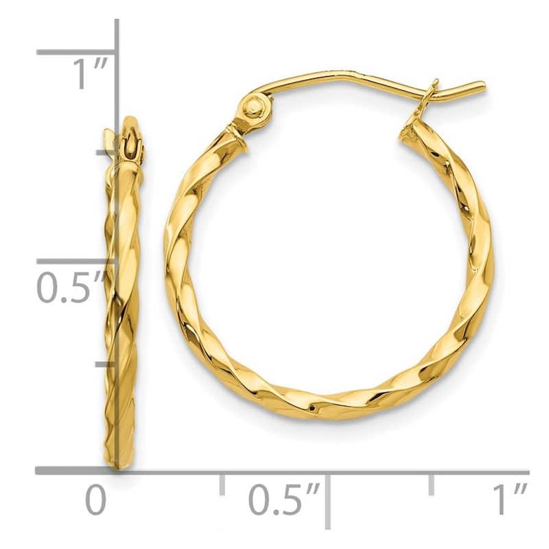 Curata 10k White or Yellow Gold Twist 2x21.53 Polished Hoop Earrings