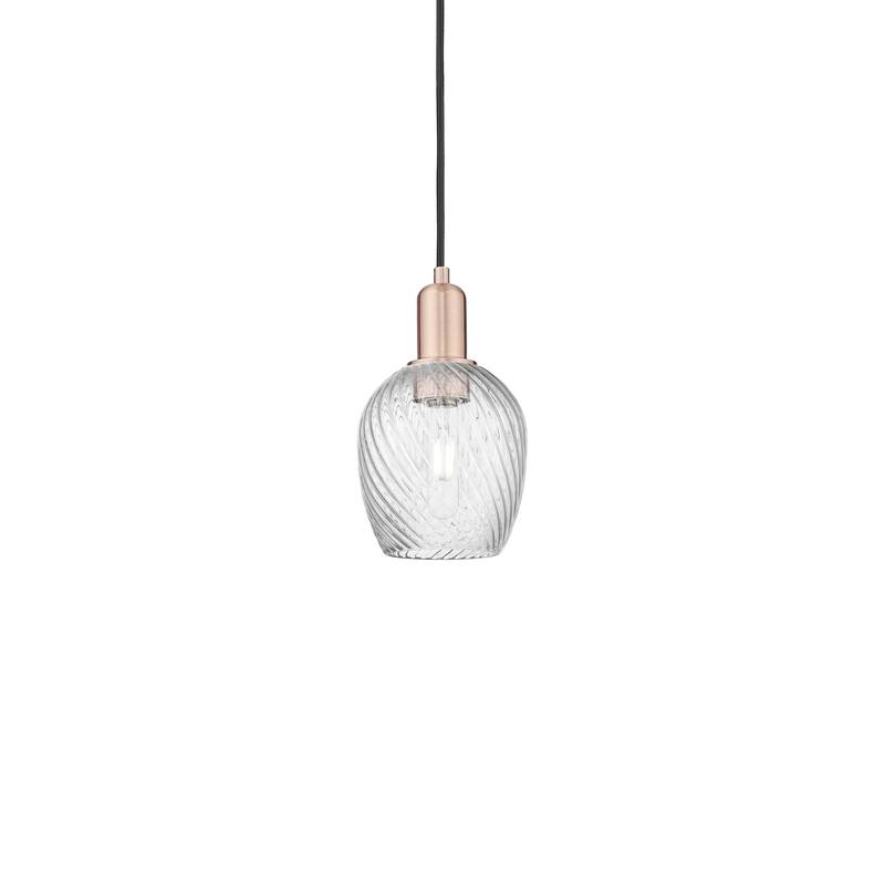 Innovations Lighting 716-1P-11-6 Salina Pendant Salina 6" Wide Mini - Antique Copper / Clear Spiral Fluted