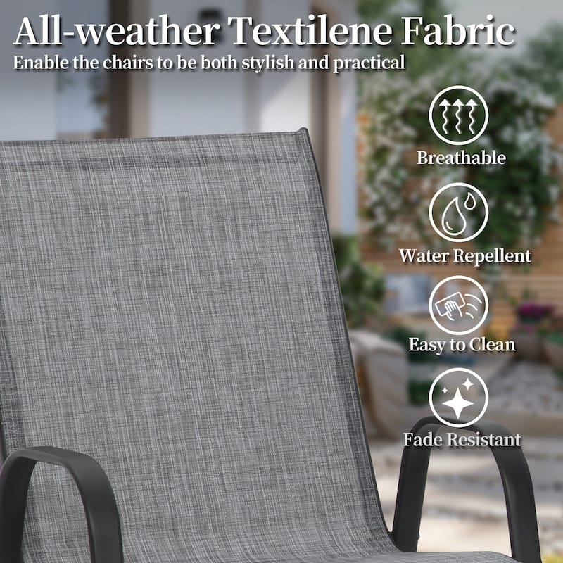 5-Piece Outdoor Dining Set with 4 Stackable Dining Chairs and Square Dining Table, Patio Conversation Set for 4