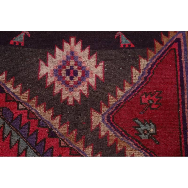 Hand Knotted Oriental 100% Wool Carpet Traditional Tribal Pink Meshkin Area Rug - 9' 11'' X 4' 7''