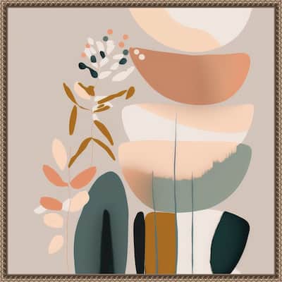 Balancing Shapes by Bella Eve Framed Canvas Wall Art Print - Sylvie Beaded Gold