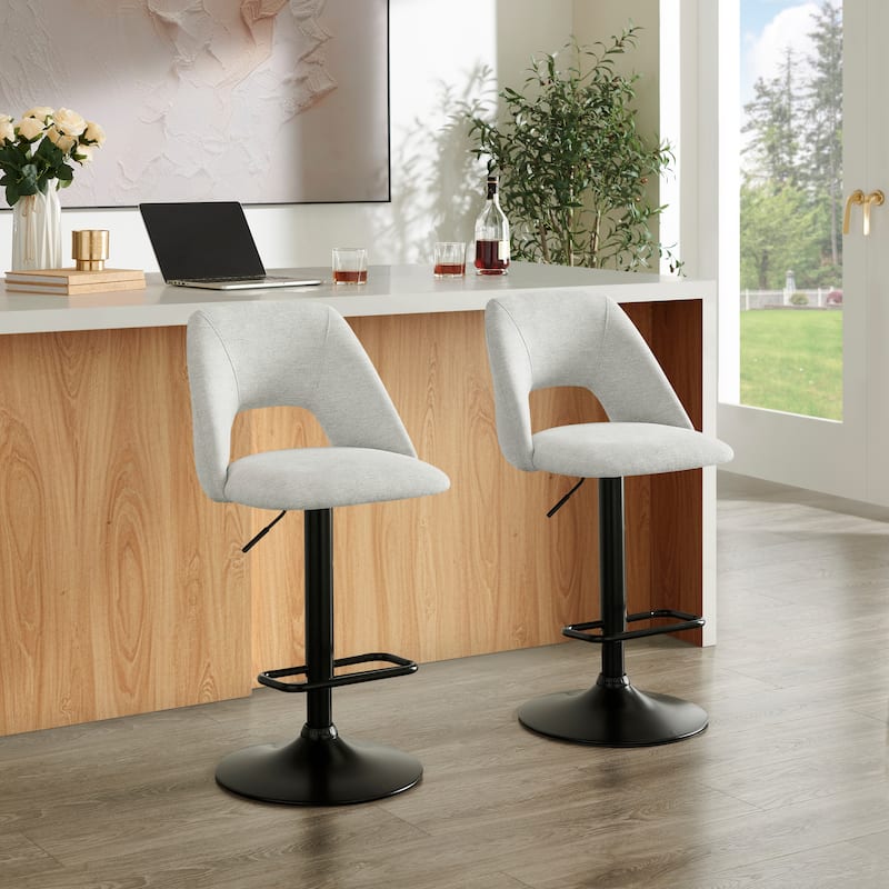Roundhill Furniture Nuvia Contemporary Adjustable Barstool with Upholstered Swivel Seats, Set of 2