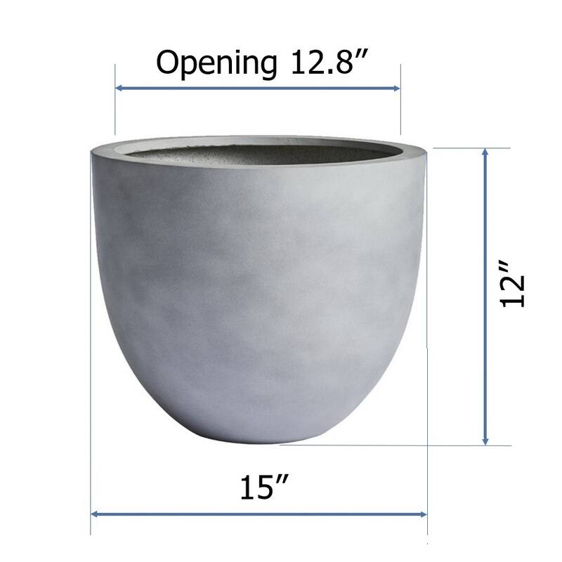 DreamPatio Long Beach Fiberstone Egg Planter for Indoor/Outdoor - 15x15x12 - Gray
