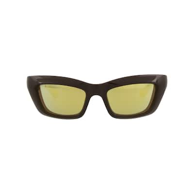 Bottega Veneta Square-Frame Injection Sunglasses, Brown Mirror Gold Lens, Shiny Solid Fondant Brown Frame