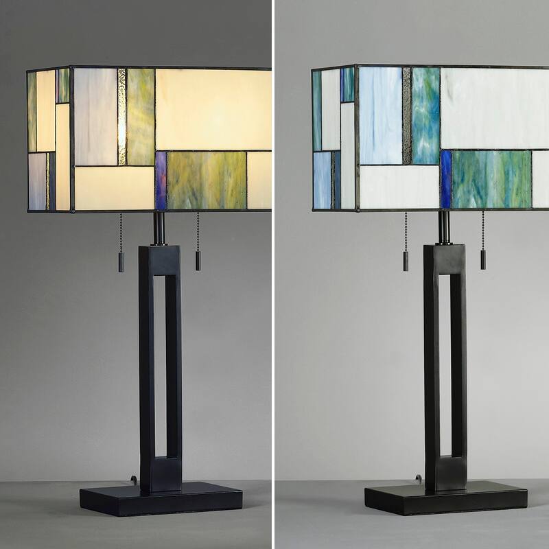 HOMEGLAM Aurae 28" H Modern Tiffany Glass Table LamP