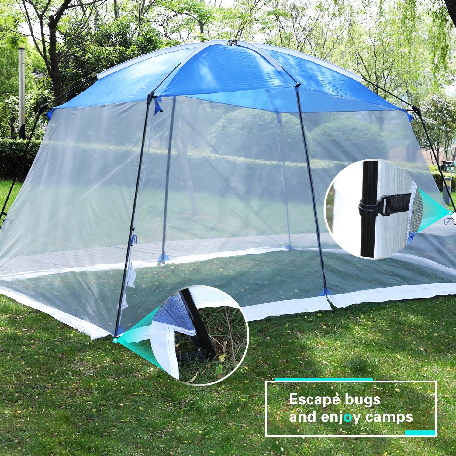 ALPHA CAMP Mesh Screen House Tent Easy Setup Canopy 13 X 9 Ft, Blue