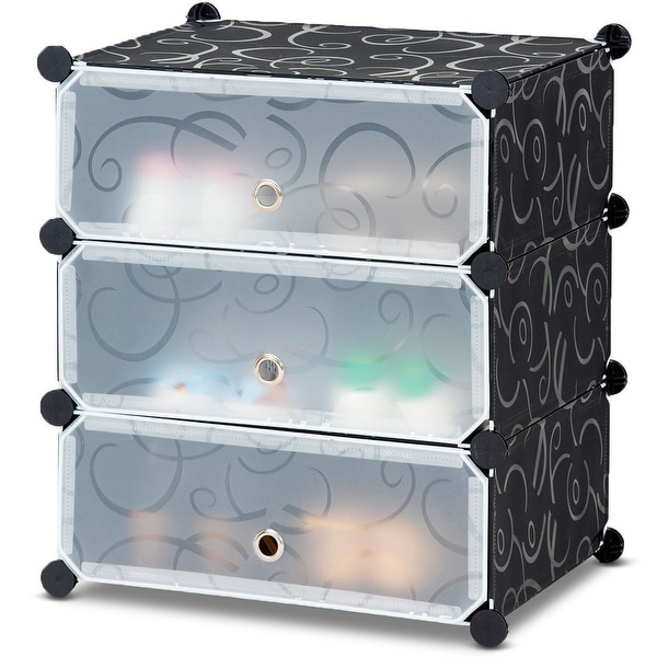 Costway DIY 3 Cube Portable Shoe Rack Storage Cabinet 6 Pair Space Saving Organizer New