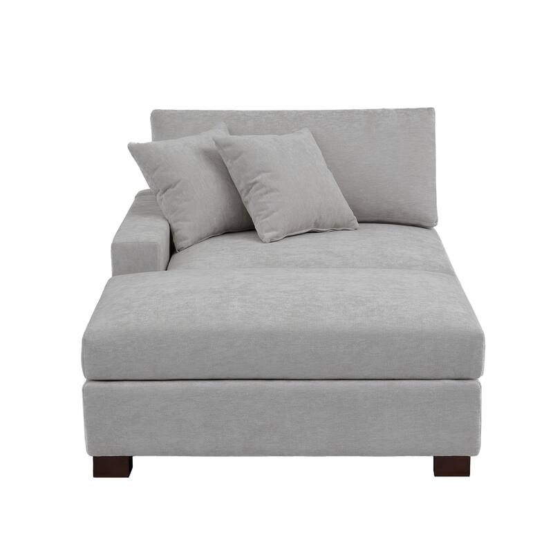 Modern Chenille Chaise Lounge Set with Ottoman