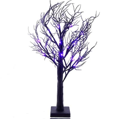 Kurt Adler 2-Foot Purple LED Black Glitter Tabletop Tree