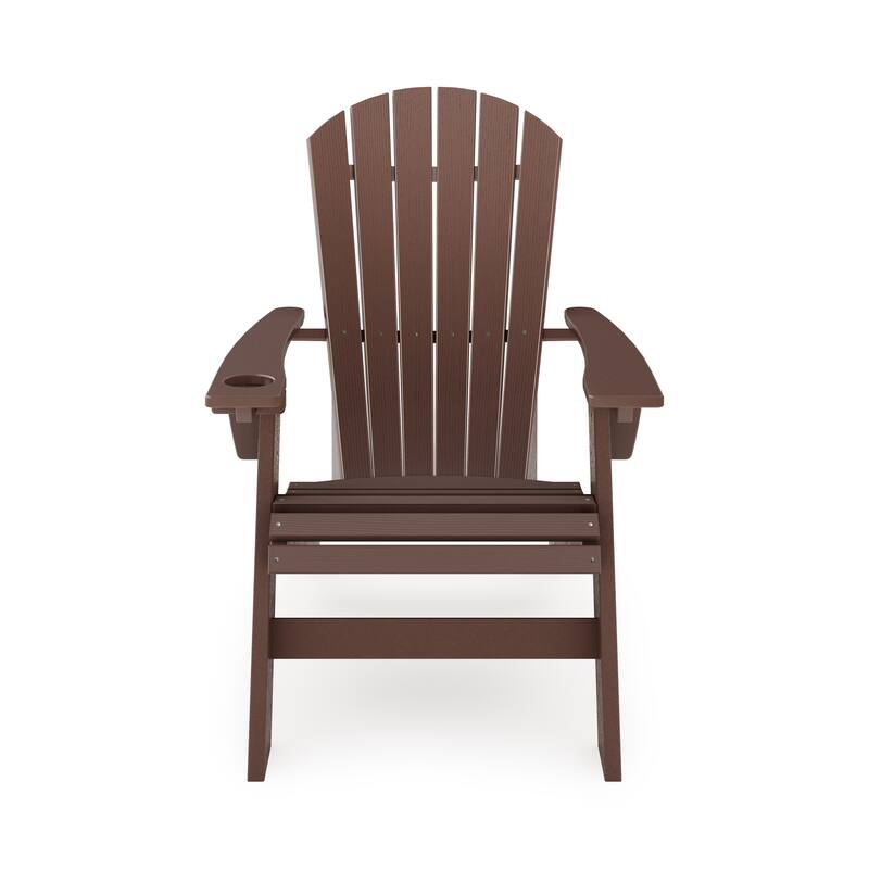 Brown Adirondack Chair - Sturdy Hdpe Poly Lumber For Poolside (Excluding the table)