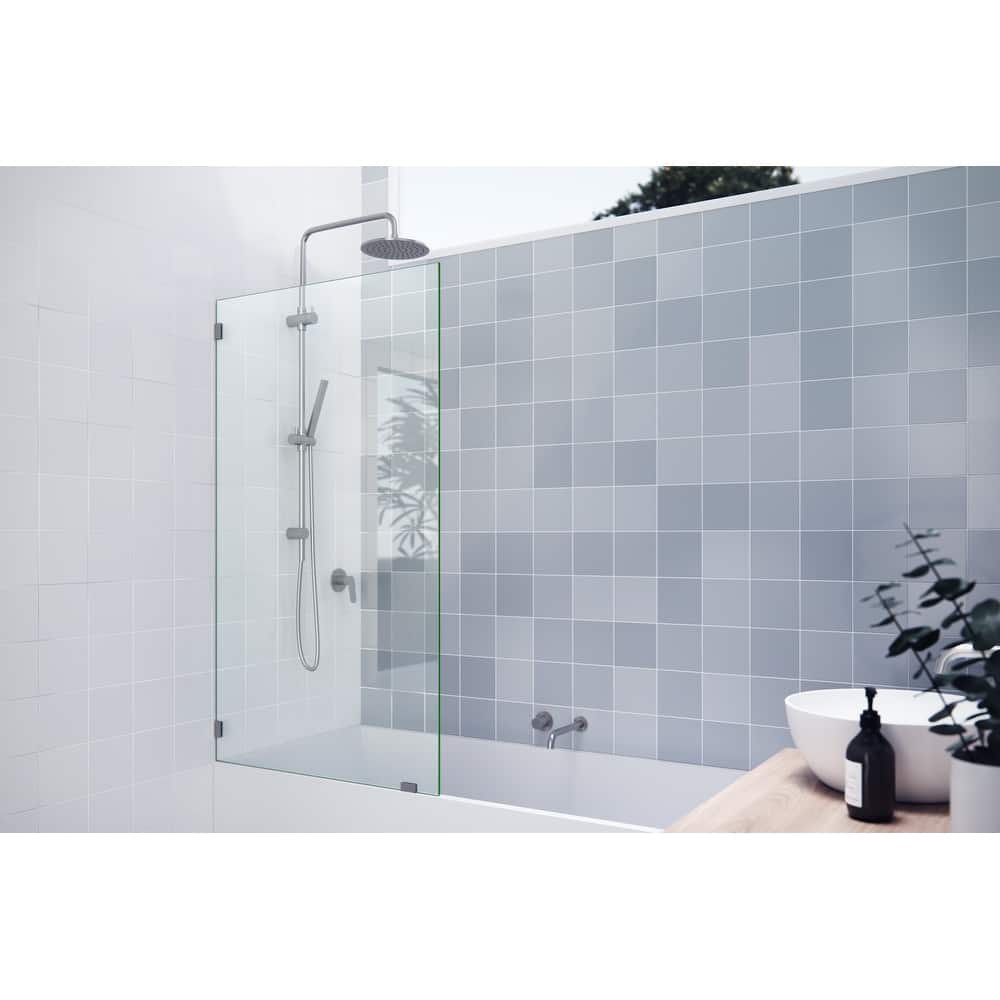 Glass Warehouse 58.25" x 32.5" Frameless Shower Bath Fixed Panel