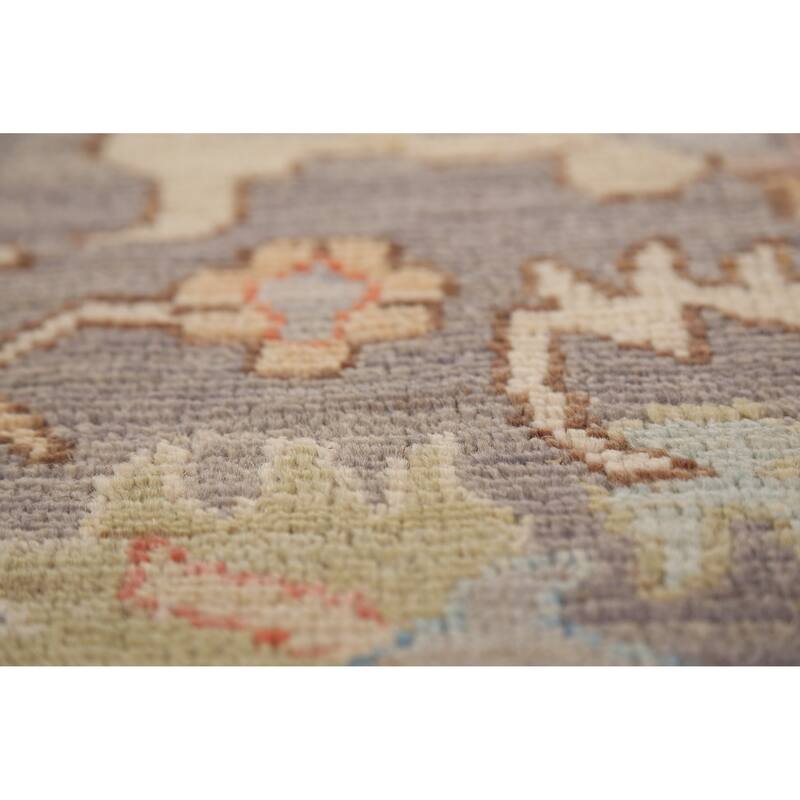 Vegetable Dye Oushak Turkish Large Area Rug Handmade Grey Wool Carpet - 10'2"x 13'9"