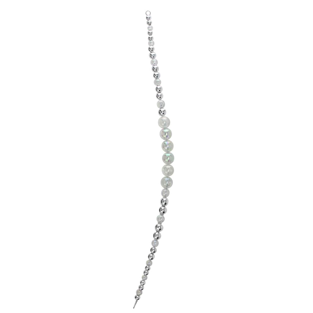 16" Clear and Silver Beaded Circle Decorative Smooth Christmas Icicle Ornament